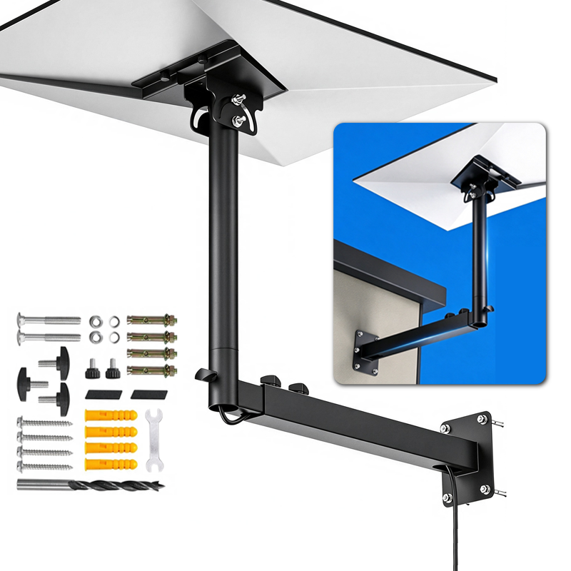 Starlink Gen 3/4 - 390-degree right-angle - square tube support 壁挂式支架Wall mount加长可调节金属墙壁屋顶4/4X支架