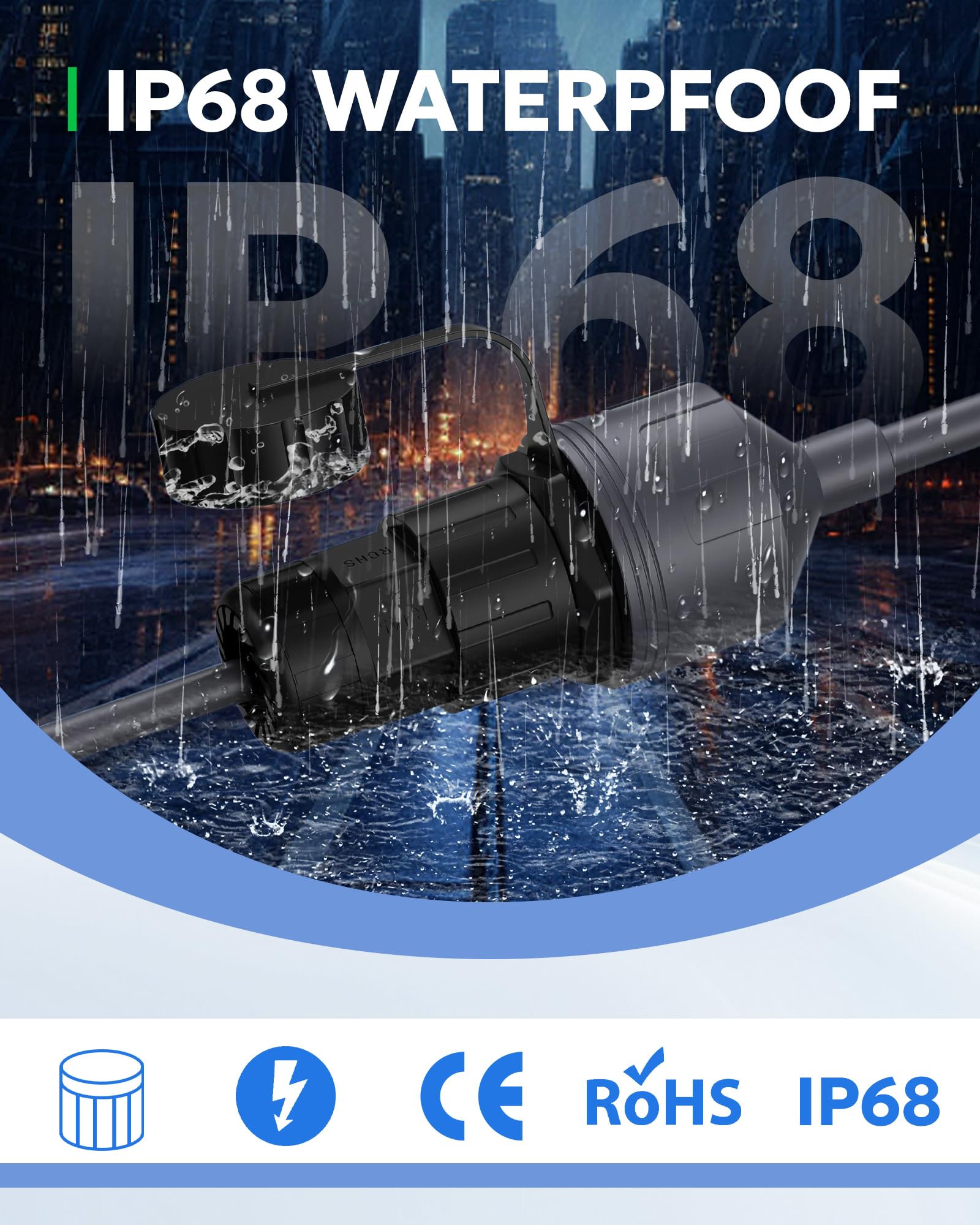 （23AWG）用于Starlink Performance（第三代）适配器，2000Mbps 23AWG线缆，IP68防水保护SPX转RJ45耦合（一组）