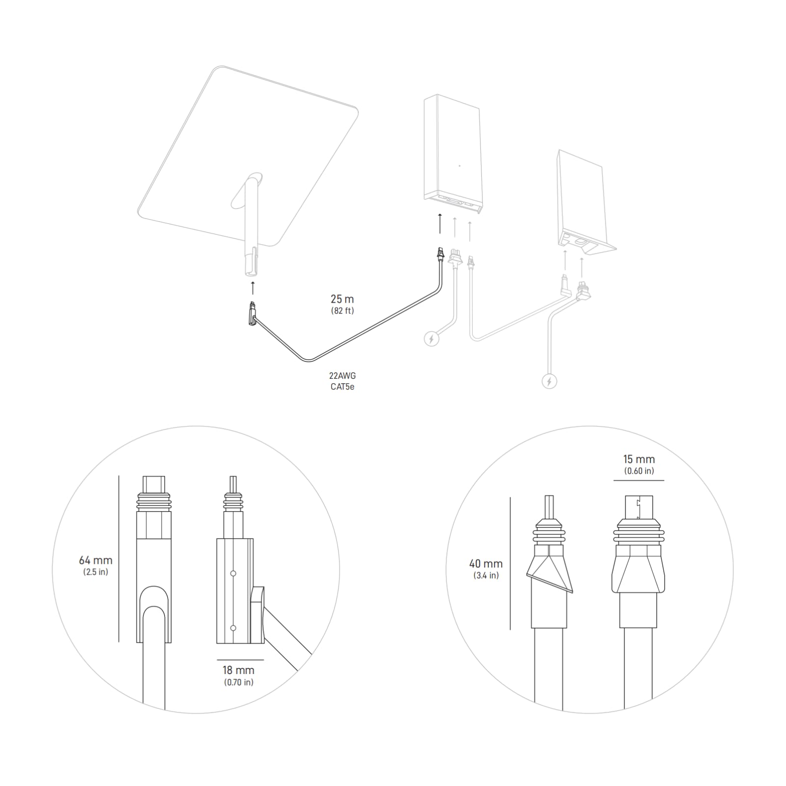Cable for Starlink High Performance , Waterproof Connectors,