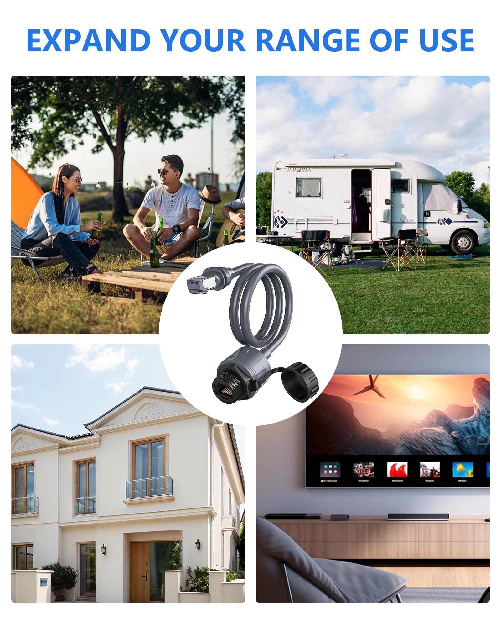 （23AWG）用于Starlink Performance（第三代）适配器，2000Mbps 23AWG线缆，IP68防水保护SPX转RJ45耦合（一组）