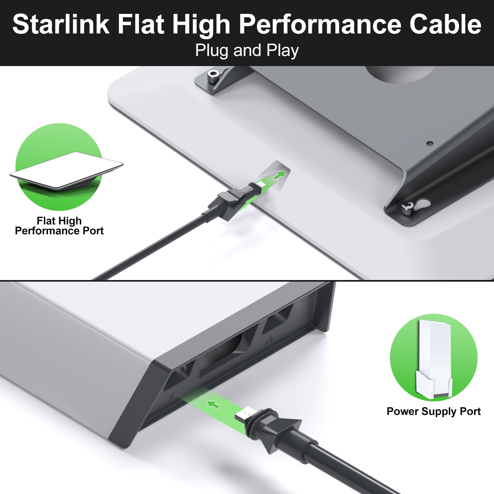 Starlink扁平高性能电缆75英尺/23米替换FHP Power Cord Linkoostar电缆