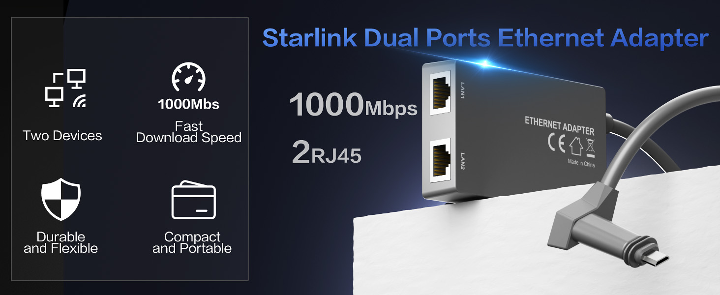 For Starlink Ethernet Adapter for Starlink Gen2 Wired Extern