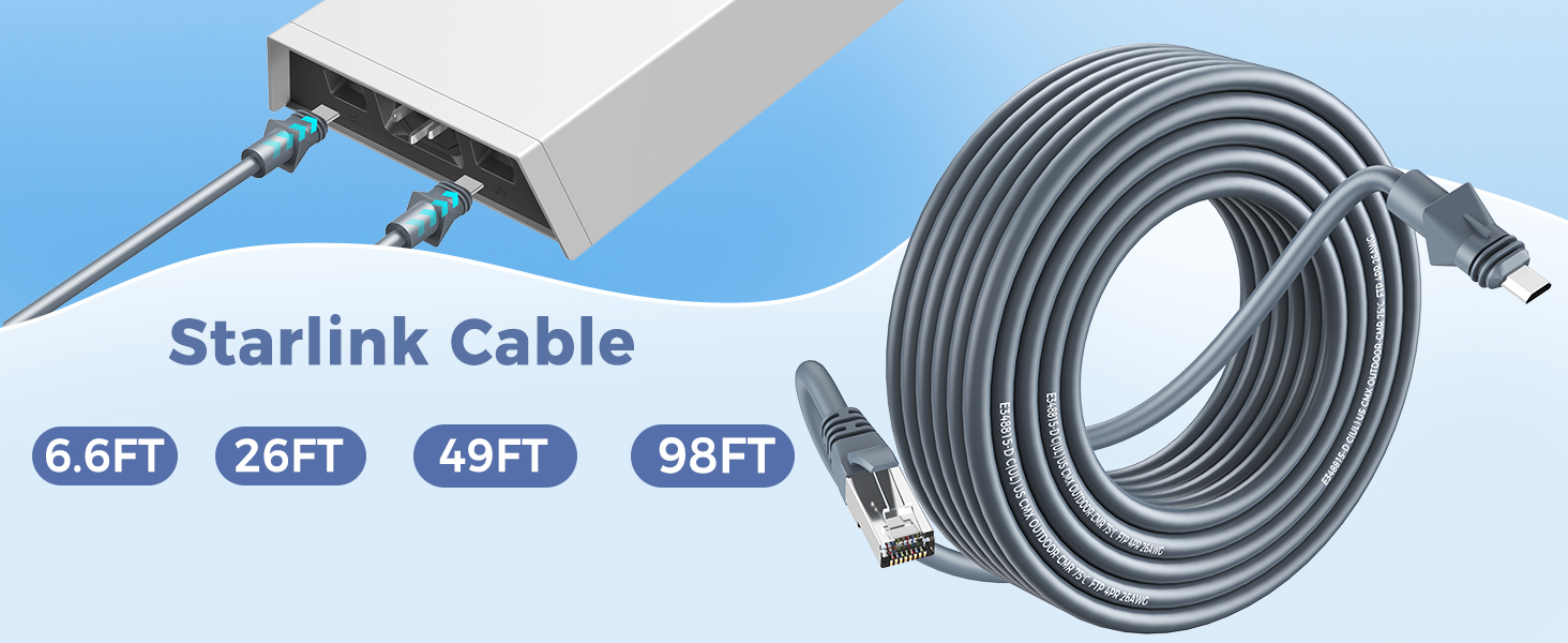 For Starlink Ethernet Cable CMX CMR Rated 24AWG 1200Mbps for