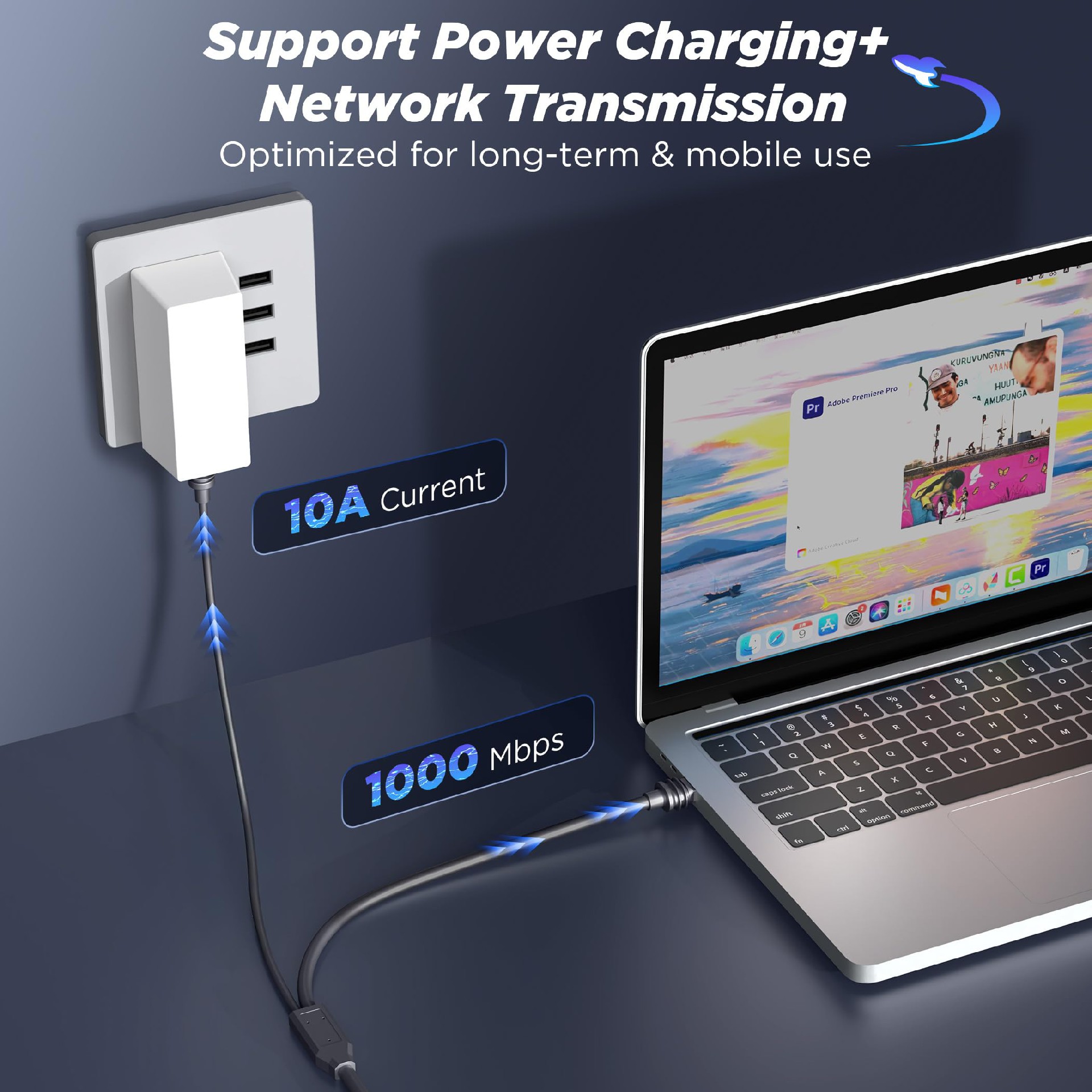 2 in 1 For Starlink Mini Cable 16.4FT/5M, DC/USB C Charging