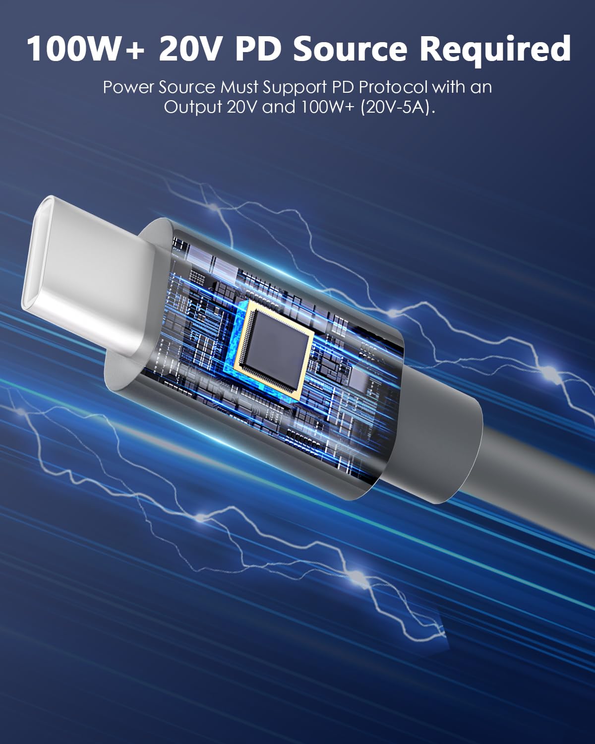 用于Starlink Mini USB-C转直流电源线 16.4英尺/5米 Starlink Mini 线缆 100W USB Type-C 输入接直流 桶形插孔充电线 防水工作，100W+ PD 电源 18AWG