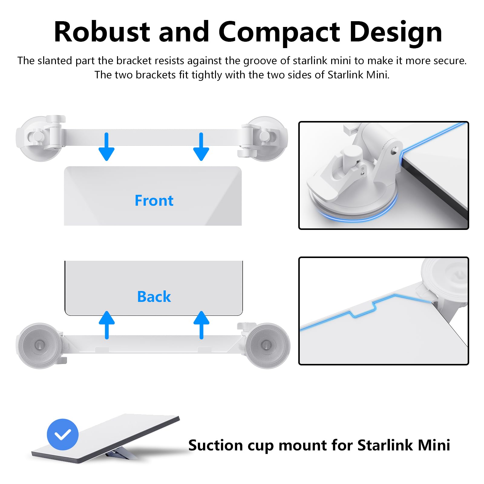 对于Starlink迷你支架、带4个强力吸盘的车顶支架、可调节且耐用的支架