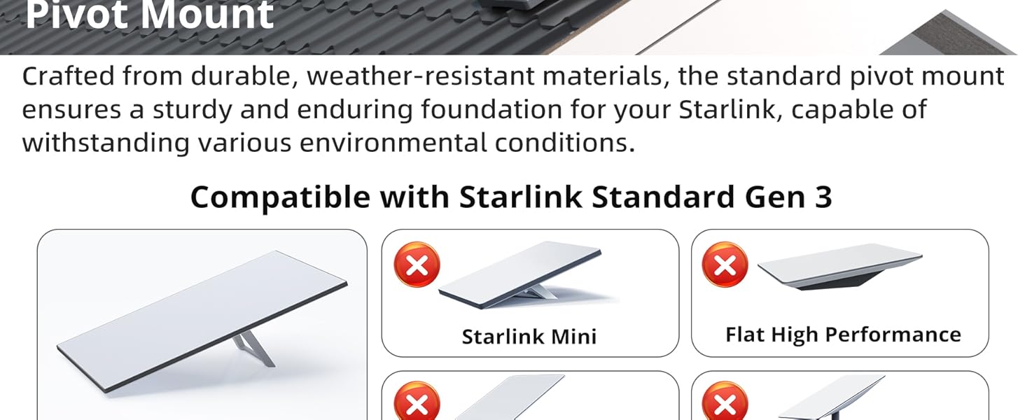 For Starlink Gen 3 Mount, Starlink Pivot Mount with Pipe Ada