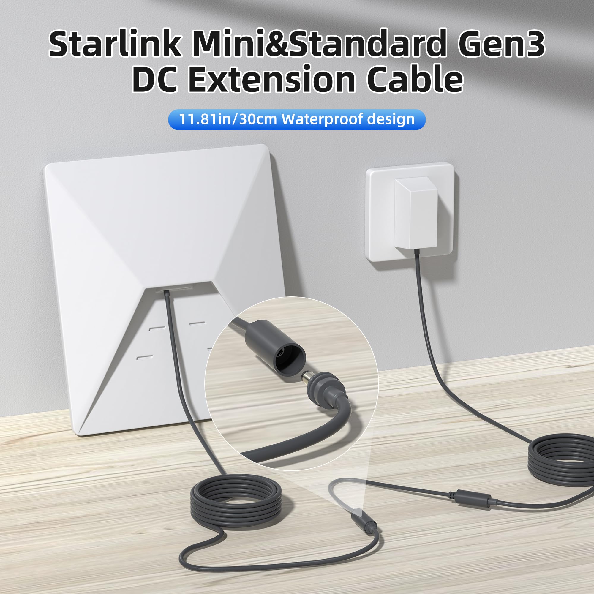 用于Starlink Mini延长线，戴尔泰克防水Starlink Standard Gen3直流线连接器，母对母适配器，0.98英尺，可衬托，适用于露营旅行车房车